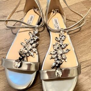 Jimmy Choo Silver Embellished Women's Sandals